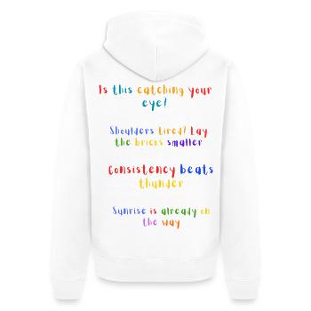 Catching Your Eye Rainbow Zitat - Unisex Premium Bio Zip Hoodie - Weiß - Hinten - Thijin (182cm)