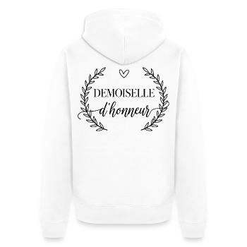 Schicke Design Brautjungfer für Junggesellenabschied Hochzeit - Unisex Premium Bio Zip Hoodie - Weiß - Hinten - Thijin (182cm)