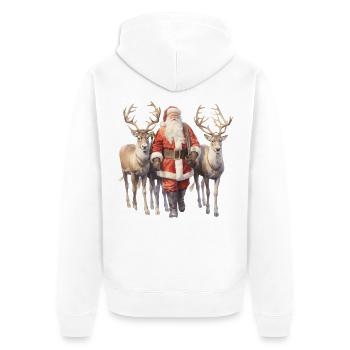 Santa Claus and Elegant Reins - Unisex Premium Organic Zip Hoodie - white - Back - Thijin (182cm)