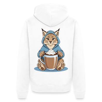 Lynx avec boisson chaude - Veste à capuche bio Premium Unisexe - blanc - Dos - Thijin (182cm)