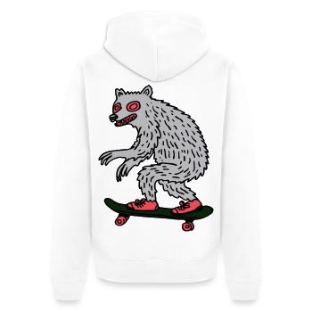 Mondschein-Werwolf-Skateboarder - Unisex Premium Bio Zip Hoodie - Weiß - Hinten - Thijin (182cm)