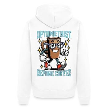 Optométriste Avant le café Ophtalmologiste Amateur de café - Veste à capuche bio Premium Unisexe - blanc - Dos - Thijin (182cm)