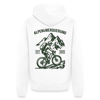 Alpenüberquerung EST 2026 - Fahrrad - Unisex Premium Bio Zip Hoodie - Weiß - Hinten - Thijin (182cm)