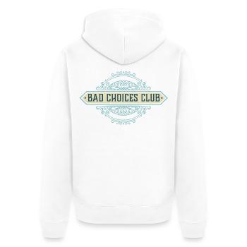 Bad Choices Club Emblem - Unisex Premium Organic Zip Hoodie - white - Back - Thijin (182cm)