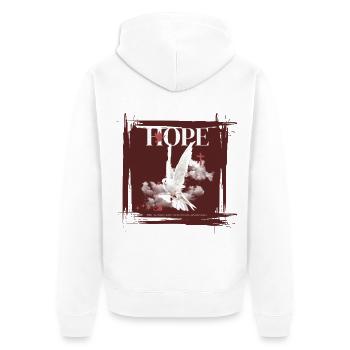 Hope - Römer 15:13 - Unisex Premium Bio Zip Hoodie - Weiß - Hinten - Thijin (182cm)