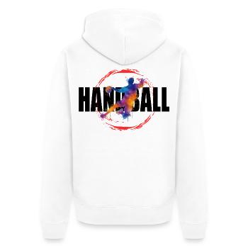 Handball - Unisex Premium Bio Zip Hoodie - Weiß - Hinten - Thijin (182cm)