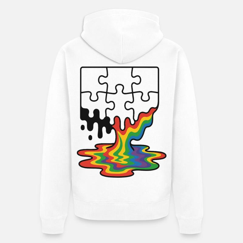 Rainbow Melt Puzzle Splash - Veste à capuche bio Premium Unisexe - blanc