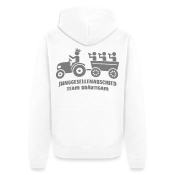 L’équipe de l’équipe de l’enterrement de vie de garçon est en tournée avec un tracteur + de la bière - Veste à capuche bio Premium Unisexe - blanc - Dos - Thijin (182cm)