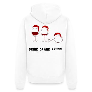 Drink Drank Drunk – Ugly Christmas Sweater Style - Unisex Premium Bio Zip Hoodie - Weiß - Hinten - Thijin (182cm)