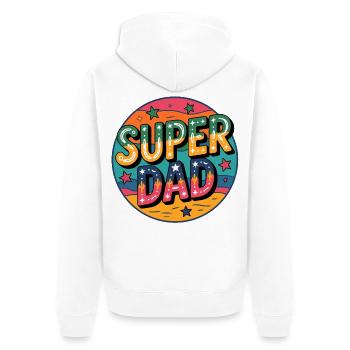 Super Dad Retro Abzeichen - Unisex Premium Bio Zip Hoodie - Weiß - Hinten - Thijin (182cm)