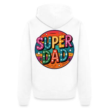 Super Dad Retro Super Papa - Unisex Premium Organic Zip Hoodie - white - Back - Thijin (182cm)