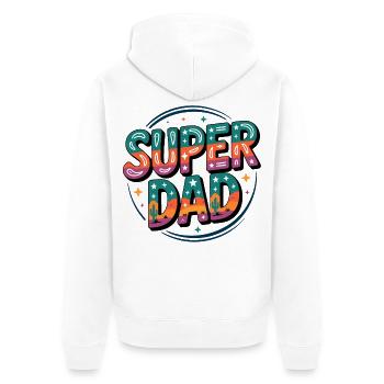 Super Dad Super Papa - Unisex Premium Organic Zip Hoodie - white - Back - Thijin (182cm)