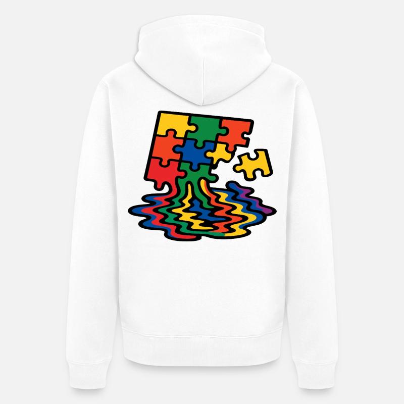 Rainbow Puzzle Arbre Splash - Veste à capuche bio Premium Unisexe - blanc