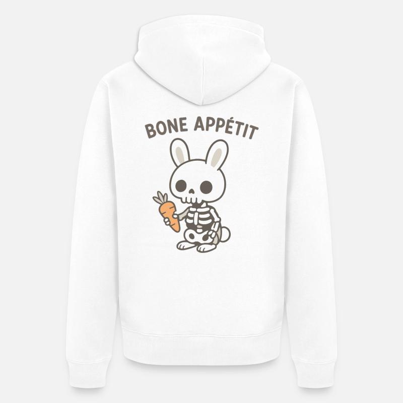 Bone Appetit Skeleton Bunny - Veste à capuche bio Premium Unisexe - blanc
