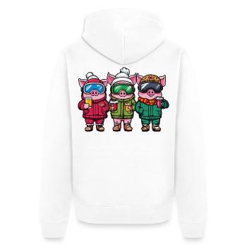 Ski Team Ferkel - Unisex Premium Bio Zip Hoodie - Weiß - Hinten - Thijin (182cm)