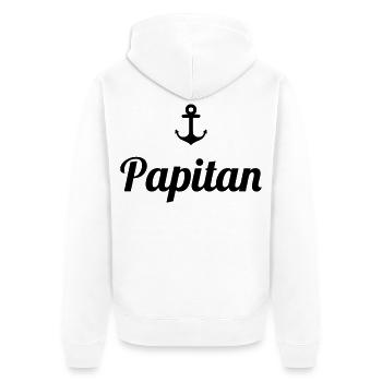 Papitän Funny Pun Capitaine Papa Ancre - Veste à capuche bio Premium Unisexe - blanc - Dos - Thijin (182cm)