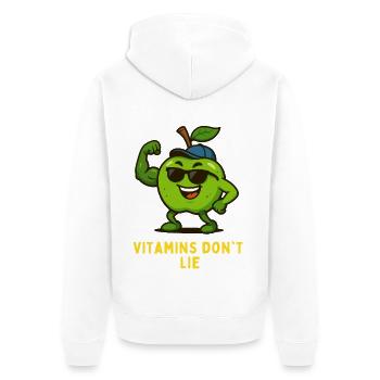 Vitamine Lügen Nicht Fitness Apfel Karikatur  - Unisex Premium Bio Zip Hoodie - Weiß - Hinten - Thijin (182cm)