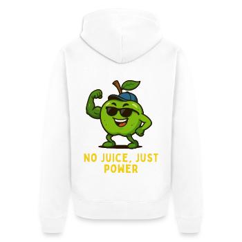 Pomme avec des muscles - Pas de jus, juste de la puissance - Veste à capuche bio Premium Unisexe - blanc - Dos - Thijin (182cm)