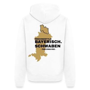 Schwaben | DONAU-RIES - Unisex Premium Bio Zip Hoodie - Weiß - Hinten - Thijin (182cm)