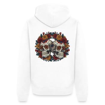 Mignon Sugar Skull Dia de los Muertos Tête de mort - Veste à capuche bio Premium Unisexe - blanc - Dos - Thijin (182cm)
