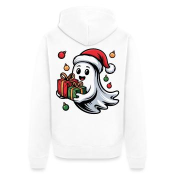 Weihnachtsgeist mit Geschenken - Unisex Premium Bio Zip Hoodie - Weiß - Hinten - Thijin (182cm)