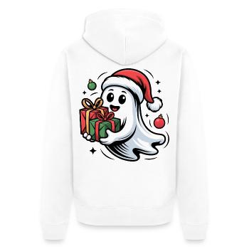 Fantôme de Noël avec des cadeaux Dessin animé - Veste à capuche bio Premium Unisexe - blanc - Dos - Thijin (182cm)