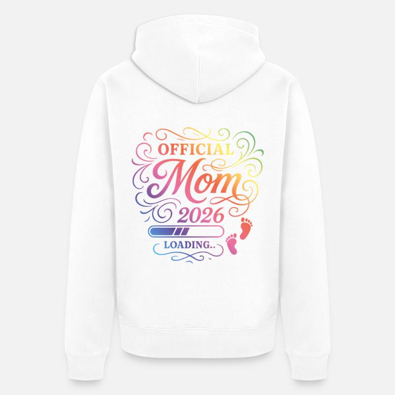 Mama 2026 Loading Mom Bunt - Unisex Premium Bio Zip Hoodie - Weiß