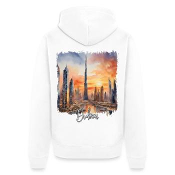 Aquarelle de Dubaï, Dubaï Émirats - Veste à capuche bio Premium Unisexe - blanc - Dos - Thijin (182cm)