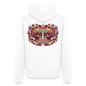 Cadeau original Dia de los Muertos Tête de mort - Veste à capuche bio Premium Unisexe - blanc - Dos - Thijin (182cm)