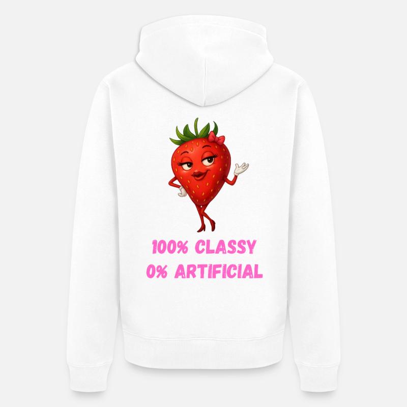 fraise diva élégant fruit dessin animé - Veste à capuche bio Premium Unisexe - blanc