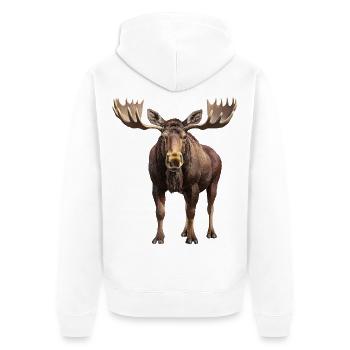 Elch - Unisex Premium Bio Zip Hoodie - Weiß - Hinten - Thijin (182cm)