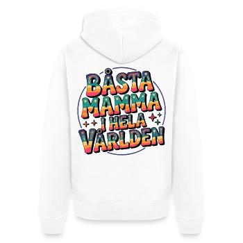 Liebe Mama auf der ganzen Welt - Unisex Premium Bio Zip Hoodie - Weiß - Hinten - Thijin (182cm)