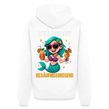 Die Lage Ist Besäufniserregend Meerjungfrau - Unisex Premium Bio Zip Hoodie - Weiß - Hinten - Thijin (182cm)