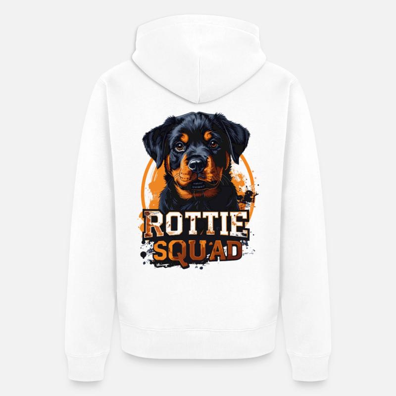Rottie Squad – Conception Rottweiler solide - Veste à capuche bio Premium Unisexe - blanc