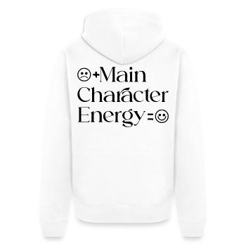 Main_Character_Energy_Positive_smile - Veste à capuche bio Premium Unisexe - blanc - Dos - Thijin (182cm)