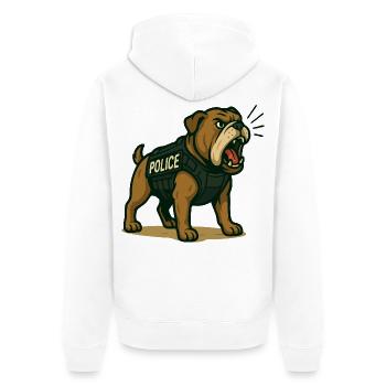 Illustration de bouledogue policier - Veste à capuche bio Premium Unisexe - blanc - Dos - Thijin (182cm)