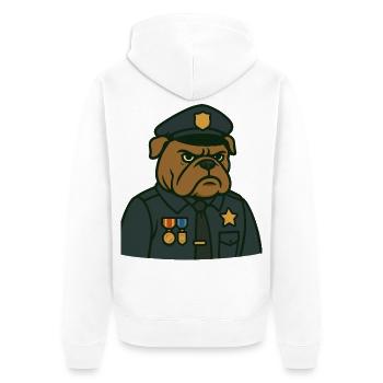 Bulldogge Offizier Abzeichen T-Shirt - Unisex Premium Bio Zip Hoodie - Weiß - Hinten - Thijin (182cm)