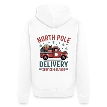 Courrier de Noël vintage - Veste à capuche bio Premium Unisexe - blanc - Dos - Thijin (182cm)
