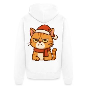 Grummiger Weihnachtskater - Unisex Premium Bio Zip Hoodie - Weiß - Hinten - Thijin (182cm)