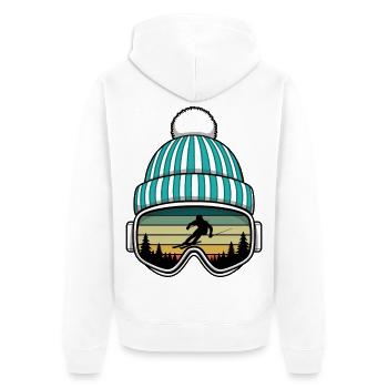 Retro Apres Ski Party Crew Snow Skiing Ski - Unisex Premium Organic Zip Hoodie - white - Back - Thijin (182cm)