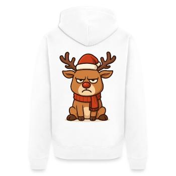 Grimmiges Rentier mit Weihnachtsschal - Unisex Premium Bio Zip Hoodie - Weiß - Hinten - Thijin (182cm)