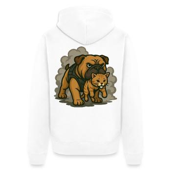 Guard Dog and Cat Duo - Unisex Premium Organic Zip Hoodie - white - Back - Thijin (182cm)