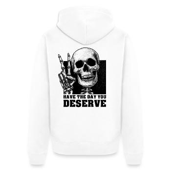 Chemise Skeleton Peace Sign - Veste à capuche bio Premium Unisexe - blanc - Dos - Thijin (182cm)