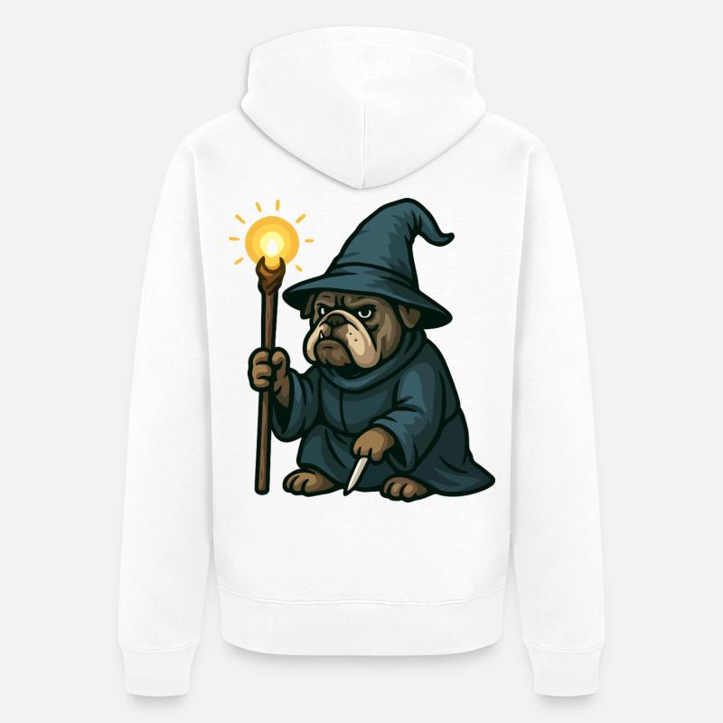 Lanterne de sorcier bouledogue - Veste à capuche bio Premium Unisexe - blanc