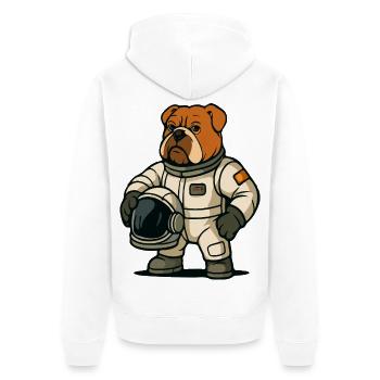 Mascotte astronaute bouledogue - Veste à capuche bio Premium Unisexe - blanc - Dos - Thijin (182cm)