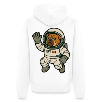 Bulldogge Astronaut schwebt im Weltraum Karikatur - Unisex Premium Bio Zip Hoodie - Weiß - Hinten - Thijin (182cm)