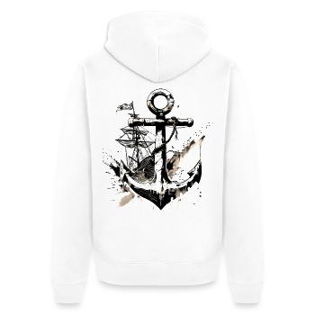 ancre navire voilier art marin matelot - Veste à capuche bio Premium Unisexe - blanc - Dos - Thijin (182cm)
