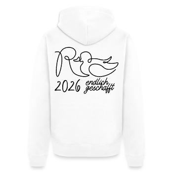 Rente eine Linie - 2026 Endlich geschafft - Unisex Premium Bio Zip Hoodie - Weiß - Hinten - Thijin (182cm)