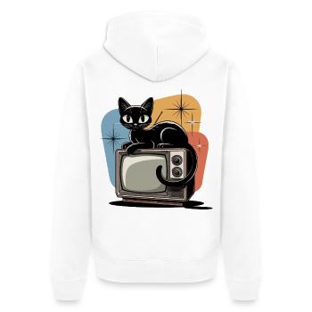 Atomique ère rétro chat vintage TV 50s 60s - Veste à capuche bio Premium Unisexe - blanc - Dos - Thijin (182cm)