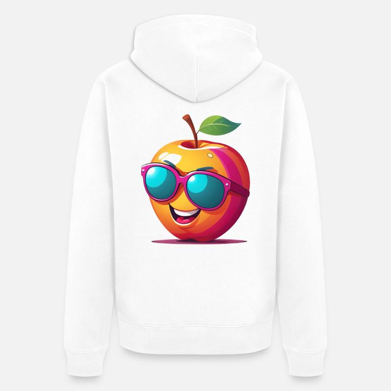 Pomme avec lunettes de soleil - Veste à capuche bio Premium Unisexe - blanc